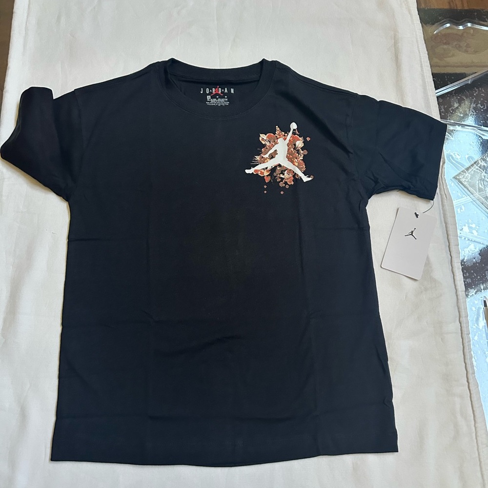 Nike Air Jordan Jumpman Girls Floral Graphic Short Sleeve  Black